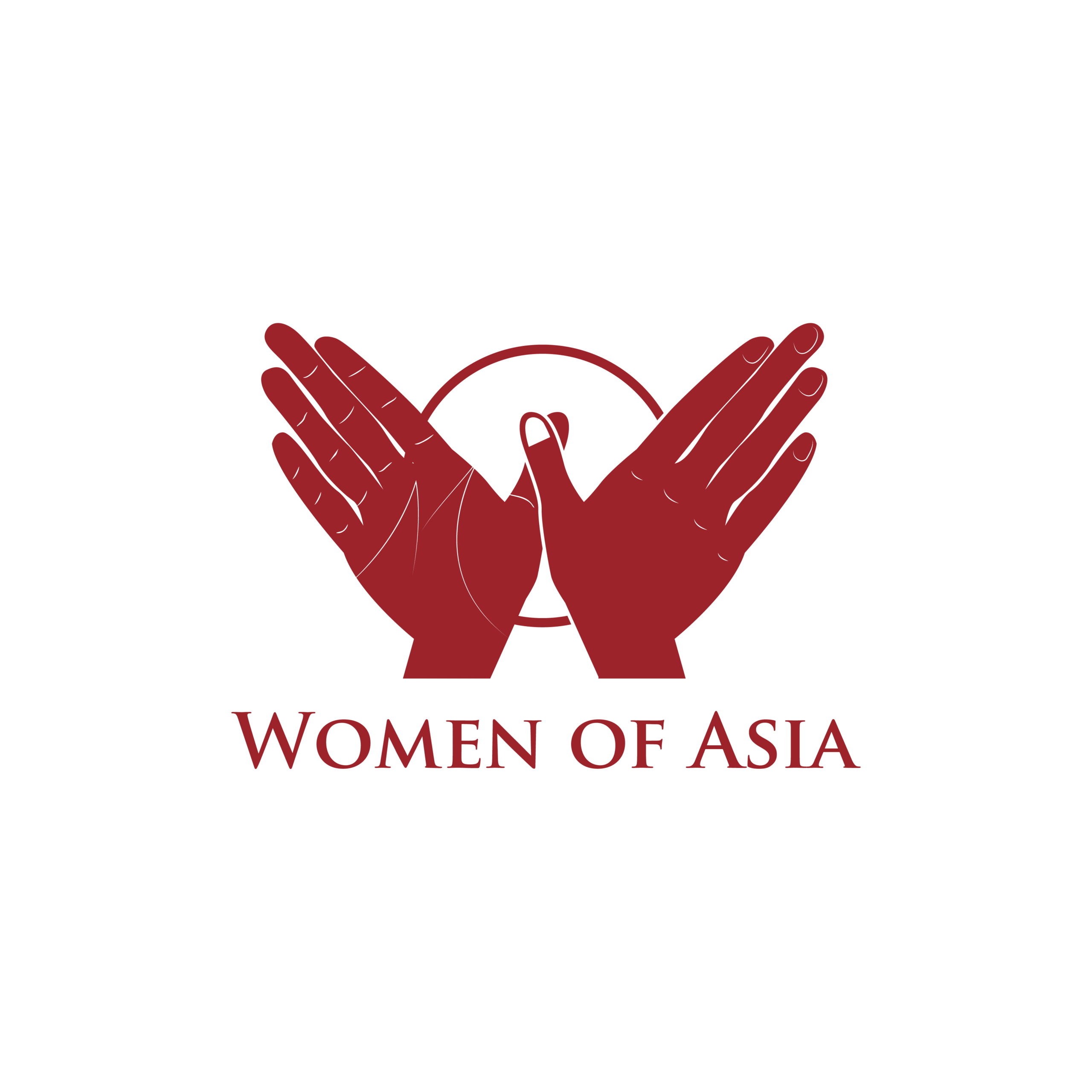 Women of Asia Logo Women of Asia official logo consisting of two hands and sun in red color.